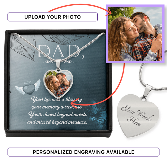 Missing Dad - Buyer Upload Heart Necklace